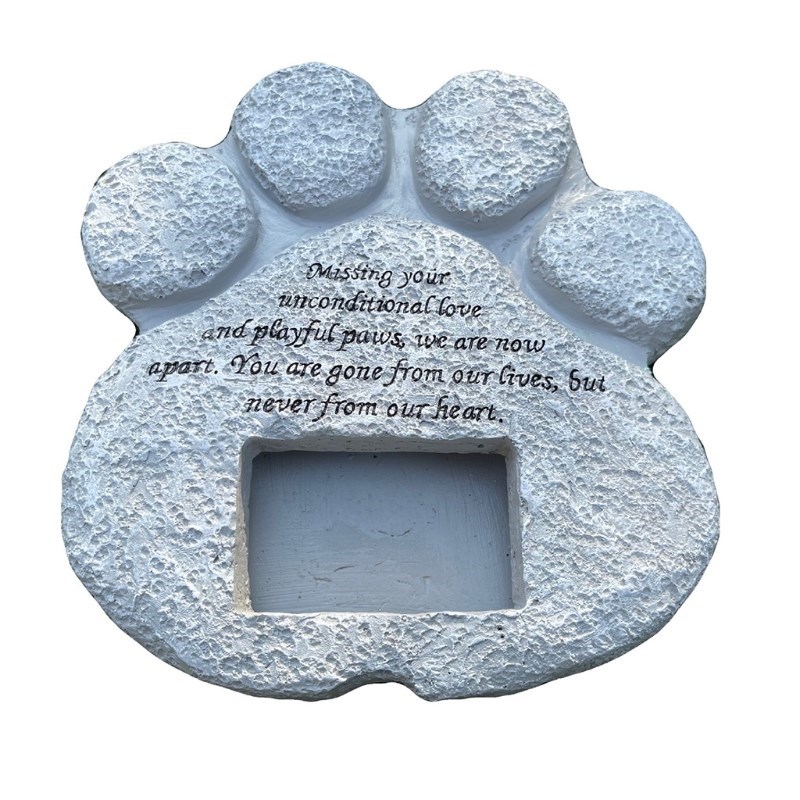 Paw Shaped Pet Memorial Stone with Poem Letter Features Symp