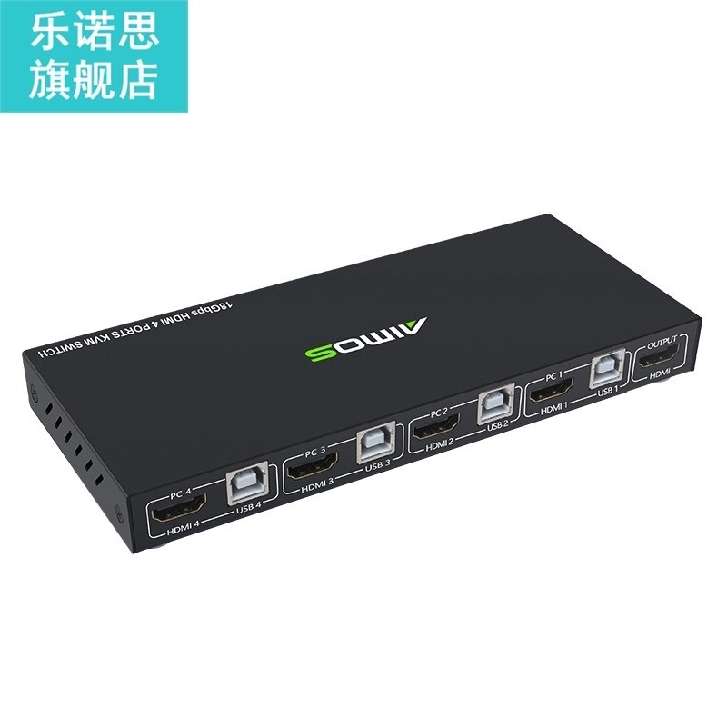 AIMOS 4-Port HDMI KVM Switch with L/R+Audio Support 4K Resol