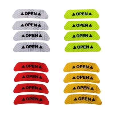 New 4 Pcs/Set OPEN Car Door Stickers Auto Warning Mark Refle