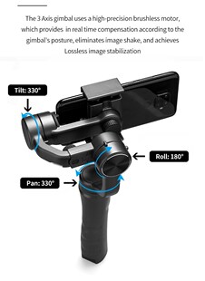 Phone Stabilizer 3 Axis Gimbal Bluetooth Action Camera Smar