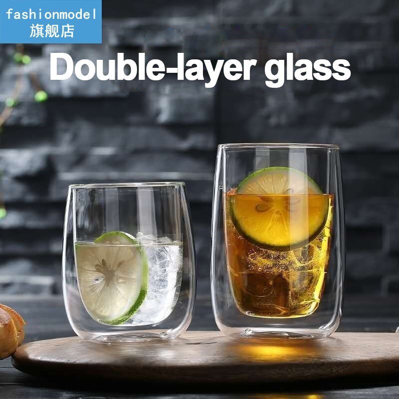 Double wall glass coffee mug champagne whiskey cocktail cup