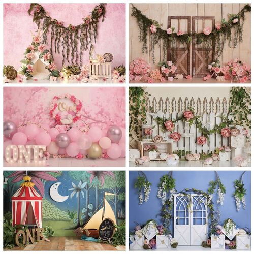 Laeacco Pink Spring Flowers Party Decor Tent Baby Birthday P