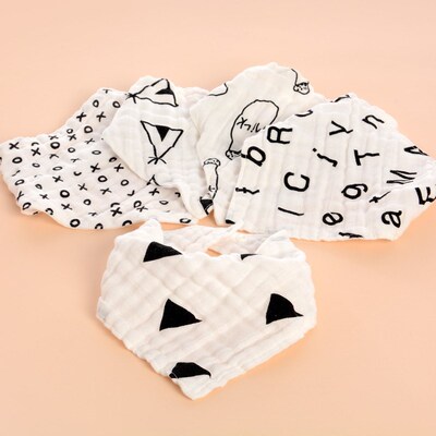 Natural Cotton Bandana Bibs Cute Saliva Towel Feed Cotton B