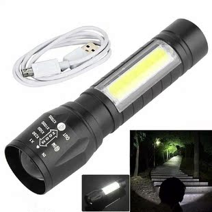 LED Recha USB Portable Tactical Flashlight COB Waterproof