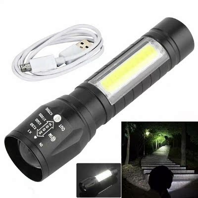 Portable T6 COB LED Flashlight Waterproof Tactical USB Recha