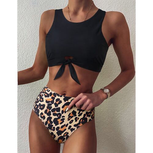 High Waist Bikini Leopard Swimsuit Women Bikini 2021 Floral