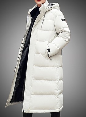 Men Down Jacket Long Parka Coat 80% White Duck Down Coat Men