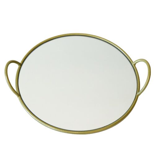 Brass Handle Storage Tray Mirror Soft Glass Storage Tray Gou