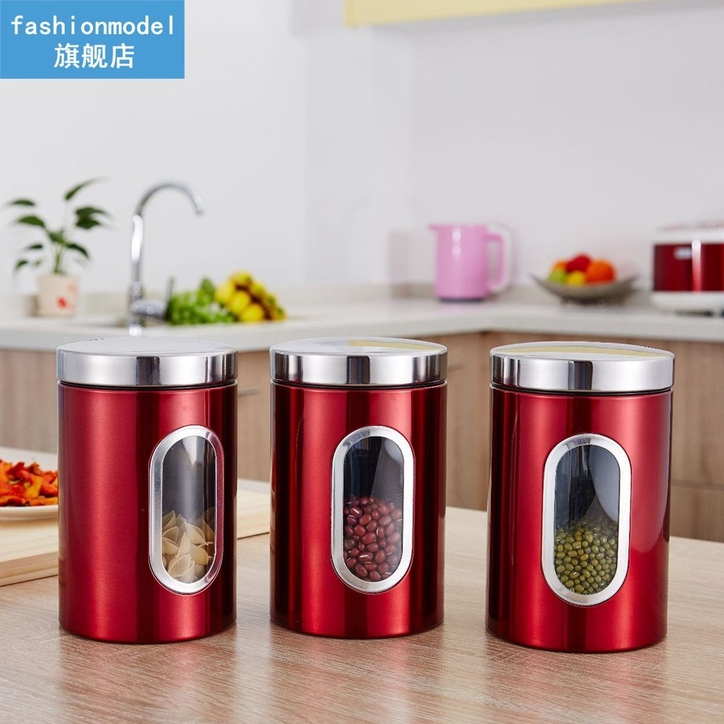 kitchen canister stainless steel grain storage container vis