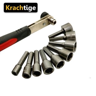 9Pcs Power Nut Driver Hex Shank Drill Bit Adapter Socket Wr