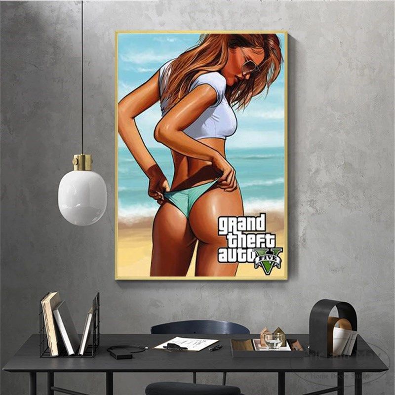 gta 5 san andreas vice city vintage wall art canvas paintin