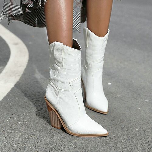 2021 Autumn Women Boots Pu Leather Wedge High Heel Ankle Boo