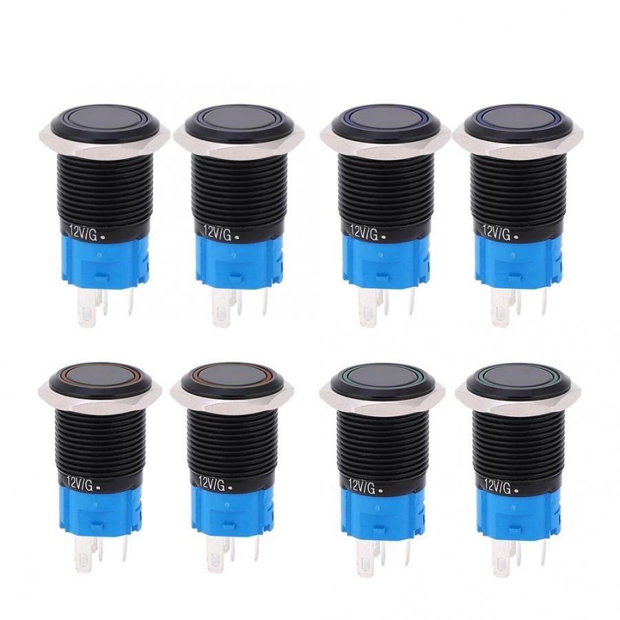 2PCS 12VDC 16mm Push Button Switch 5 Pin Self-locking IP65 W