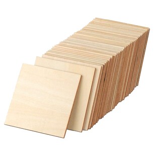 Unfinished Wood Pieces 50 Pcs 4 Inch Square Blank Wood Natur
