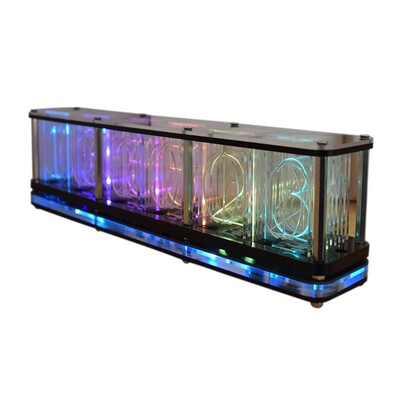 Imitate Full Color RGB Glow Tube Clock LED Music Spectrum DI