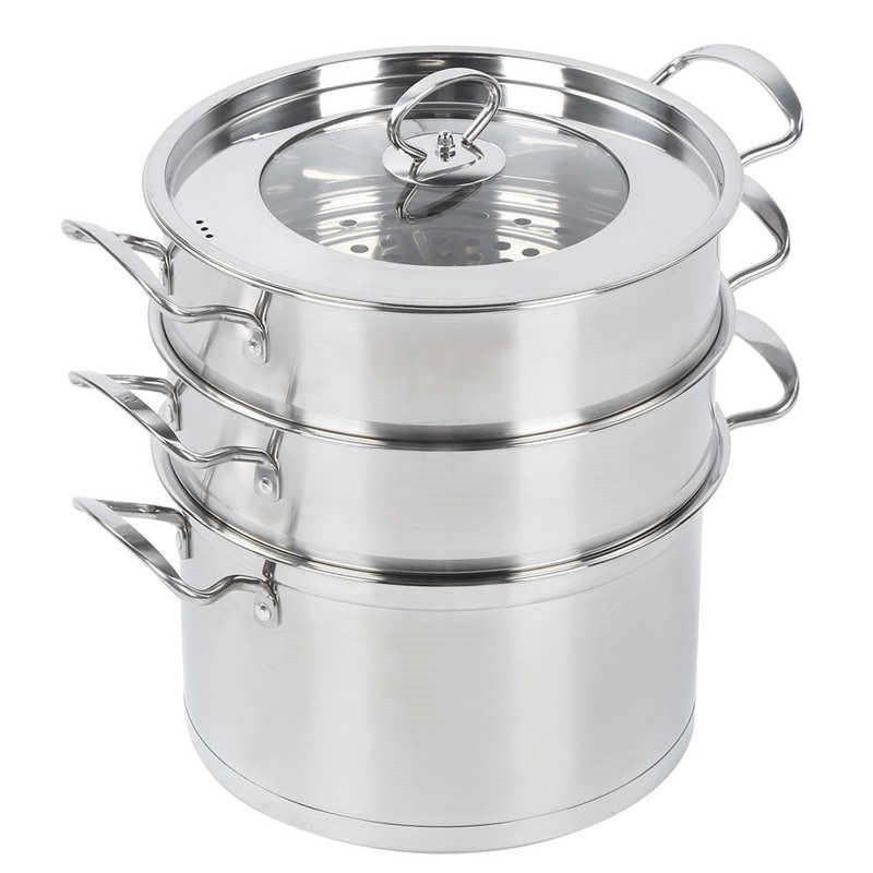 3 Layer Steamer Stainless Steel Food Steamer Soup Steam Pot