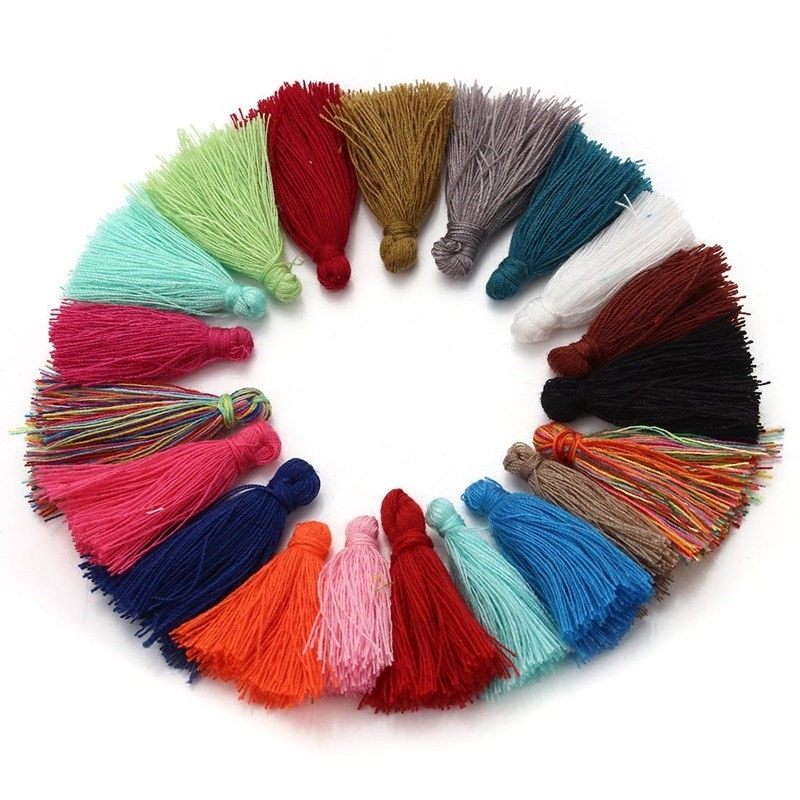 50pcs random color 30mm mini cotton tassel cord diy jewelry