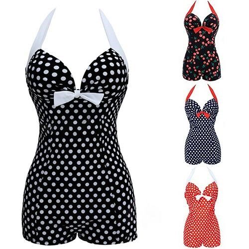 2020 Sexy Women One-piece Bathing Suit Dotted Beachwear Push