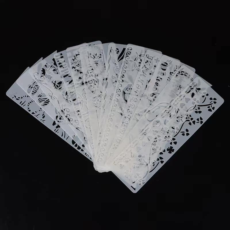 12Pcs DIY Stencils Painting Scrapbook Album Decorative Paper