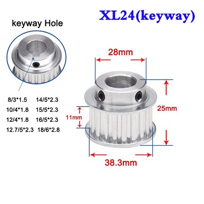 1PCS XL 24 Tooth Convex Synchronous Wheel Timing Pulley Belt