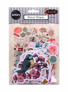 CRZCrafter 106pcs Printed Paper Diecut Shapes Ephemera Embe