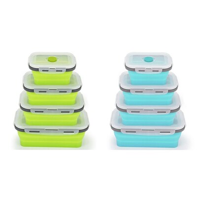 4Pcs Set Foldable Silicone Food Lunch Box Fruit Salad Storag