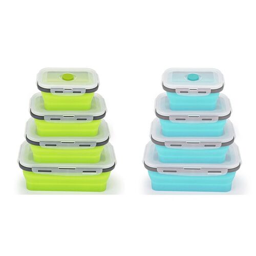 4Pcs Set Foldable Silicone Food Lunch Box Fruit Salad Storag