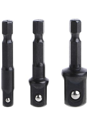 3 Pcs Socket Adapter Set Hex Shank to 1/4 3/8 1/2 Inch Impac