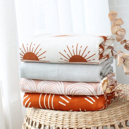 120x120cm Muslin Blanket Cotton Baby Swaddle Bamboo Soft New