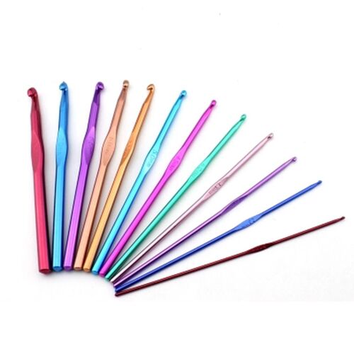 12 Pcs/Set Ergonomic Multi Colour Stainless Steel Crochet Ho