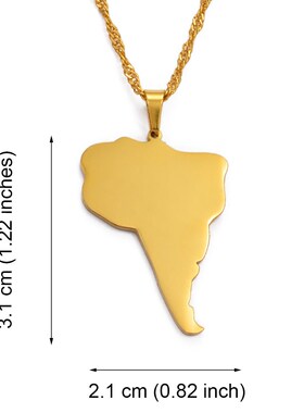 Anniyo South America Continent Map Pendant Necklaces Silver