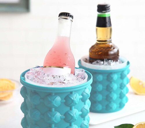 1000ml Silicone Ice  Cube Maker With Lid Ice Bucket Ice Mold