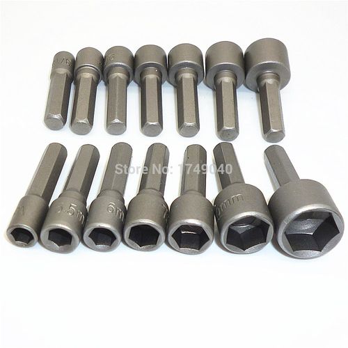 14pcs Power Nut Driver Set Metric SAE Standard Socket Wrench