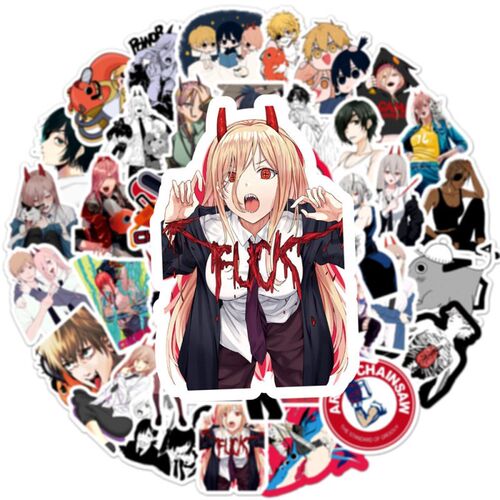 10/30/50Pcs Cartoon Stickers Chainsaw Man Mobile Phone Note