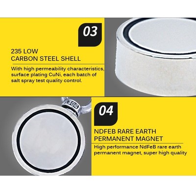 Fishing Magnet Tools 200/300KG Neodymium Metal Double Sided