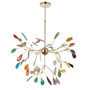chandelier agate leaves hanging round country French natural