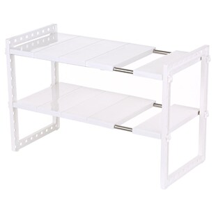 2-Tier Under Sink Storage Rack Expandable Shelf Storage Orga