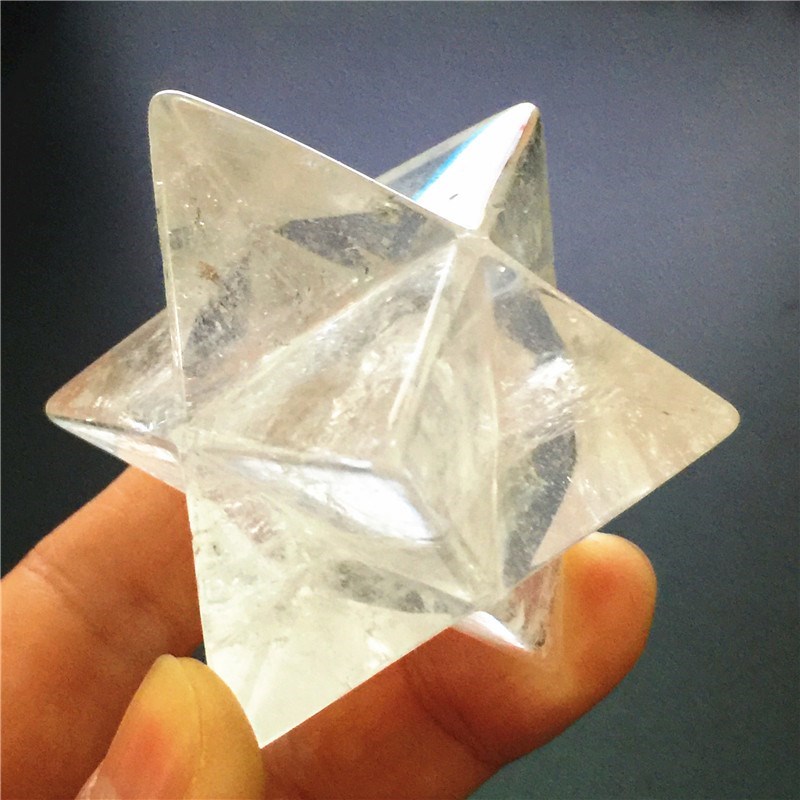 Natural Crystal Quartz Merkaba Stars Gemstone Unicursal Hex