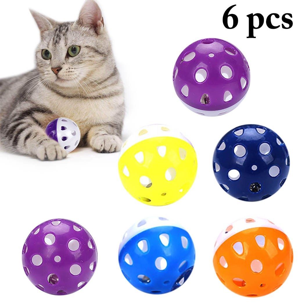 6pcs Toys for Cats Ball with Bell Playing Chew Rattle Scratc