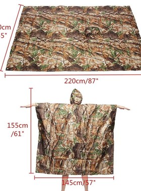 3 In 1 Hiking Poncho Rain Coat Backpack Waterproof Tarp  wit