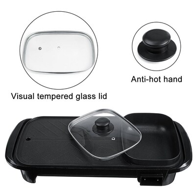2in1 Electric Griddles Hot Pot Non-stick Electric Grill Indo