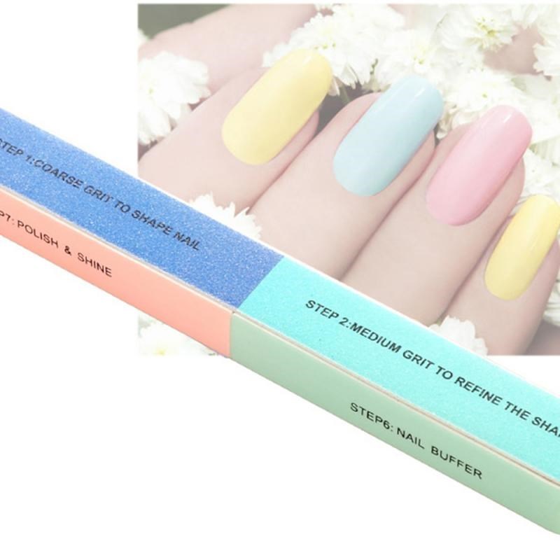1Pc Nail Buffer Block Nail Art Colorful Frosted Six sided M图片