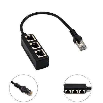 Splitter Ethernet RJ45 Cable Adapter 1 To 3 Port LAN Network