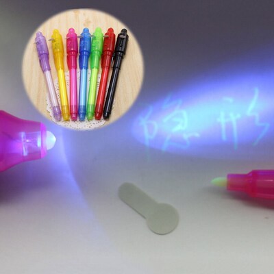 1PC Invisible Ink Pen UV Black Light Combo 2 in 1 Invisible