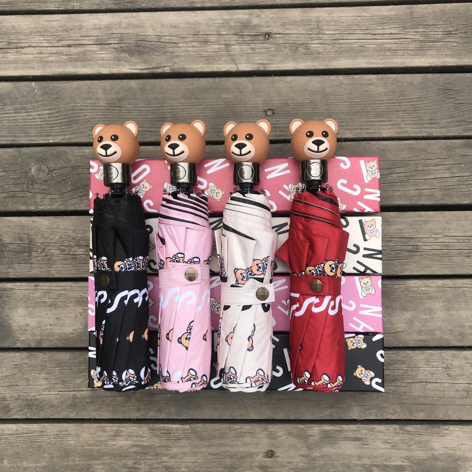 Bear Head Umbrella Automatic Tri-Fold Folding Umbrella Vinyl