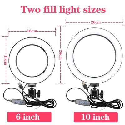 6/10inch Led Ring Light Profissional Selfie Ringlight Makeup