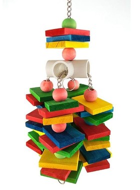 Bird Chewing Toy - Parrot Cage Bite Toys Wooden Block Bird P