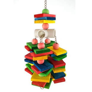 Bird Chewing Toy - Parrot Cage Bite Toys Wooden Block Bird P