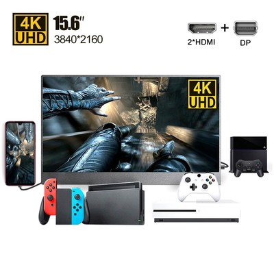4K 15.6 Portable Monitor IPS LCD Screen 3840x2160 HD for PC