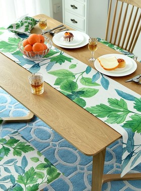 Nordic Monstera Table Runner Dining Table Mat Plant Leaf Non